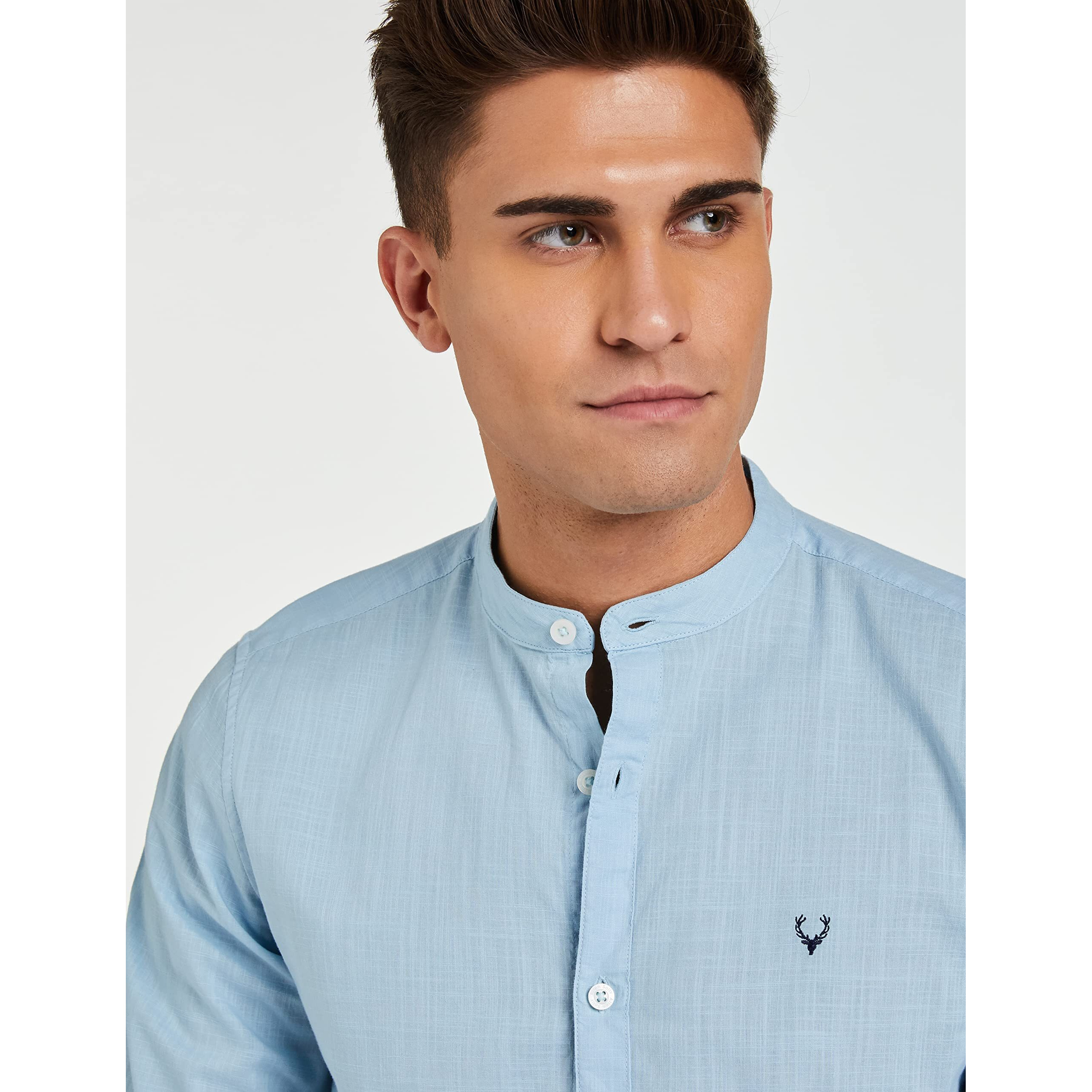 Allen Solly Men's Slim Fit Casual Shirt (ASSFWMOFX67262_Sky Blue_44)