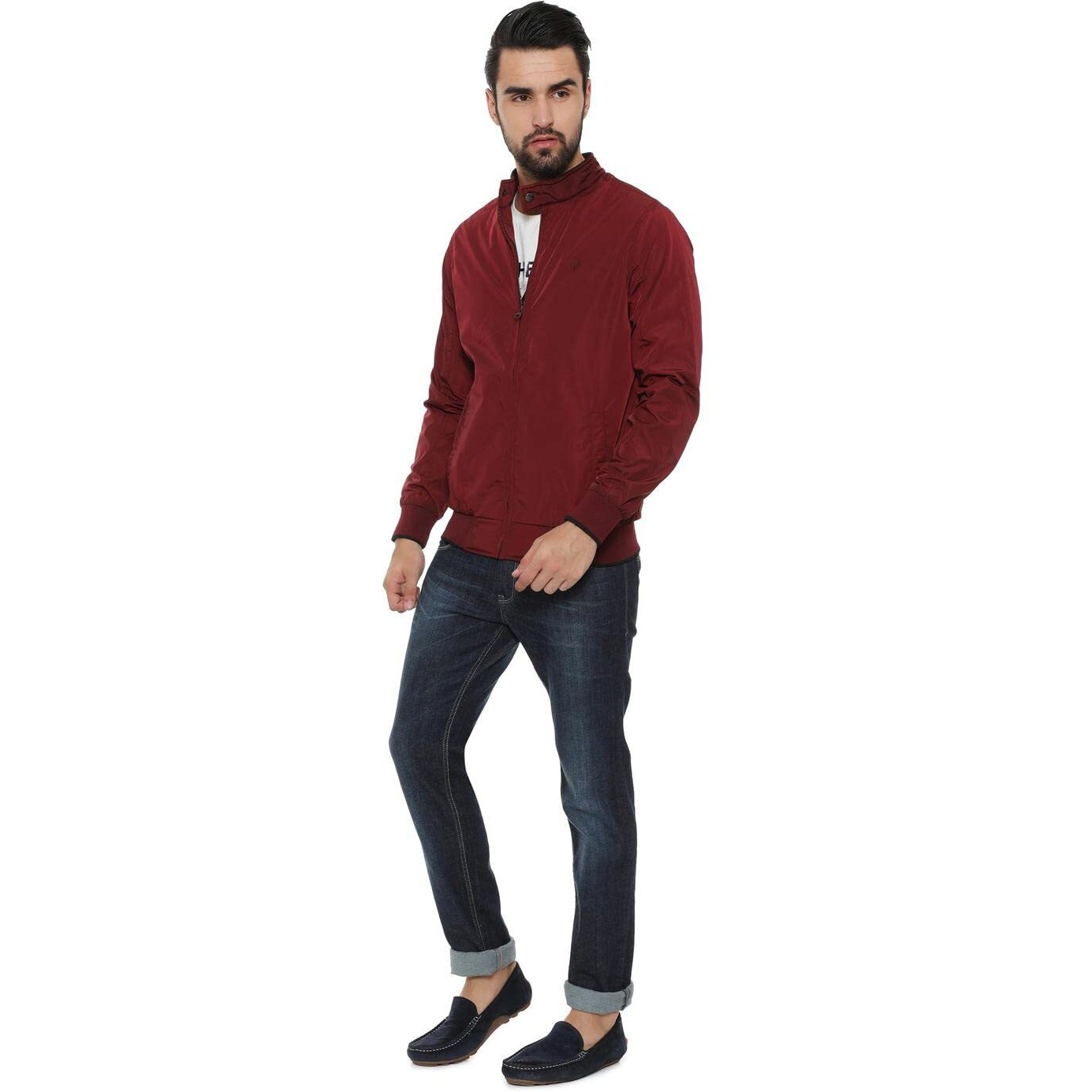Allen Solly Polyester Men's Blouson Standard Length Jacket (Asjkobopw74925_Wine_Xl_Maroon)