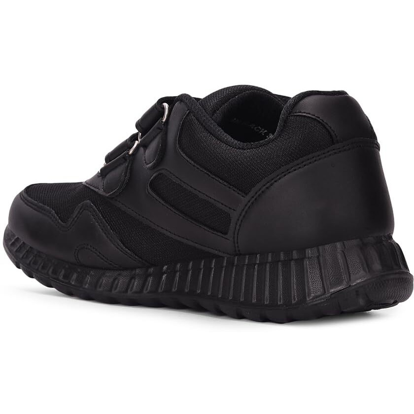 Liberty Force10 9906-90VGN Kids Velcro School Shoes with PVC Upper | EVA Sole | Comfortable & Lightweight | Quick-Wear Elastic Laces | Stylish & Modern(5 UK-Black)