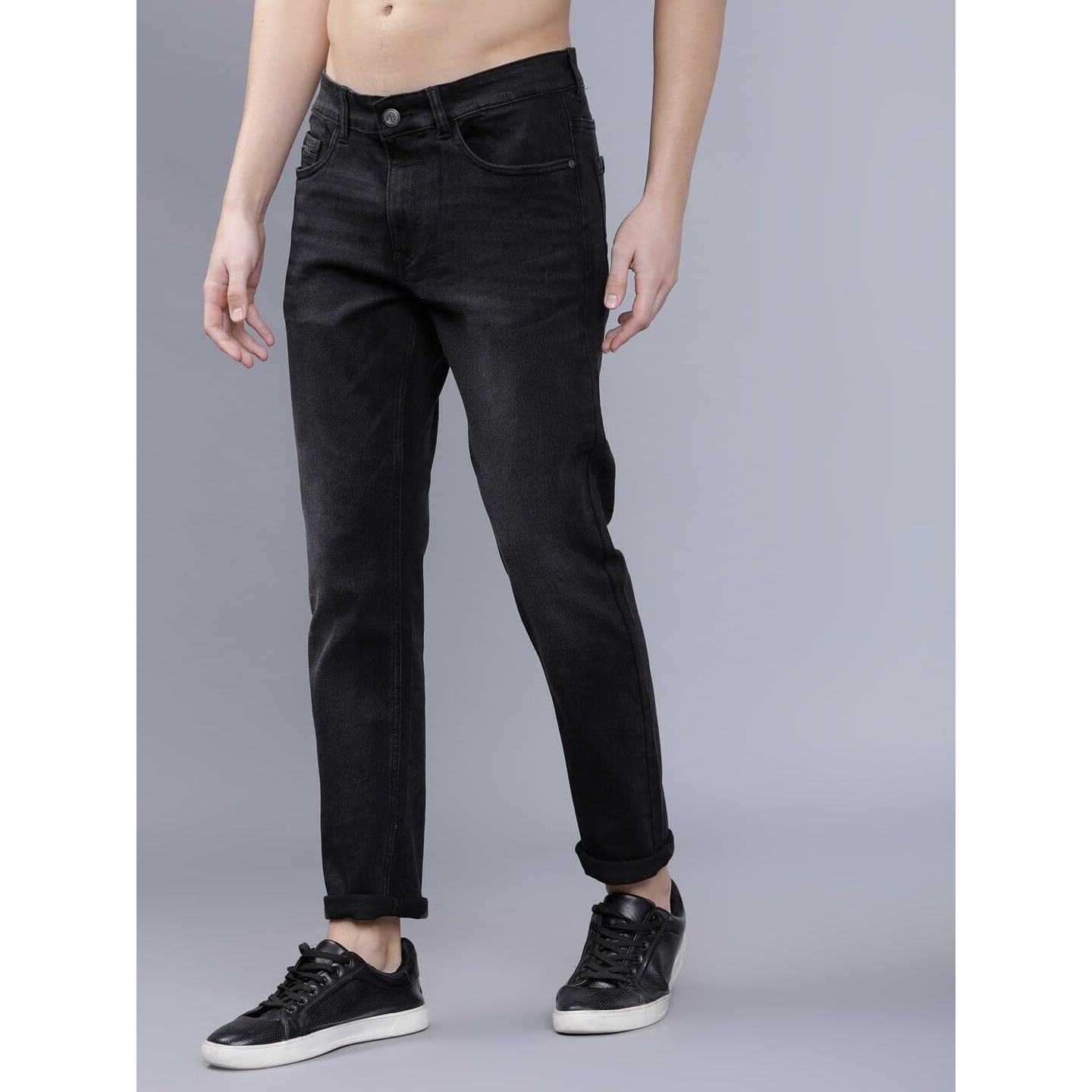 The Indian Garage Co Men Slim Fit Solid Mid-Rise Jeans Blue
