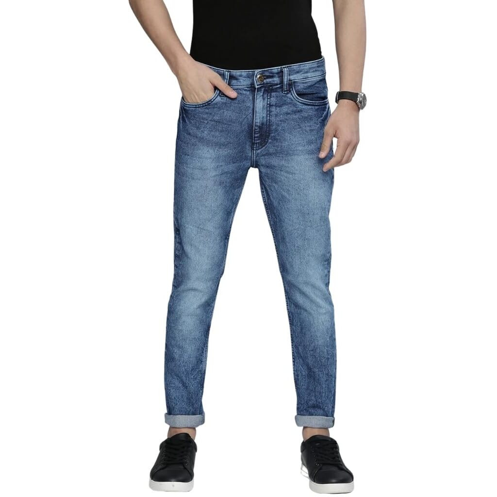The Indian Garage Co Men Slim Fit Solid Mid-Rise Stretchable Jeans Blue
