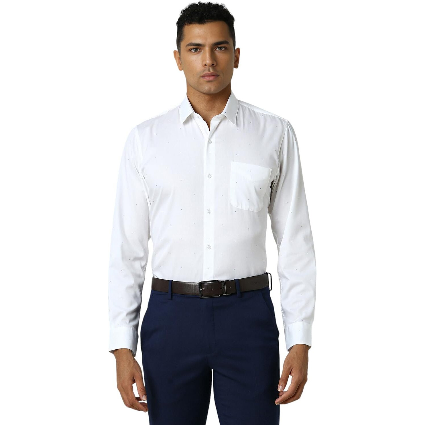 Peter England Men's Slim Fit Shirt (PESFWSLB565848_White