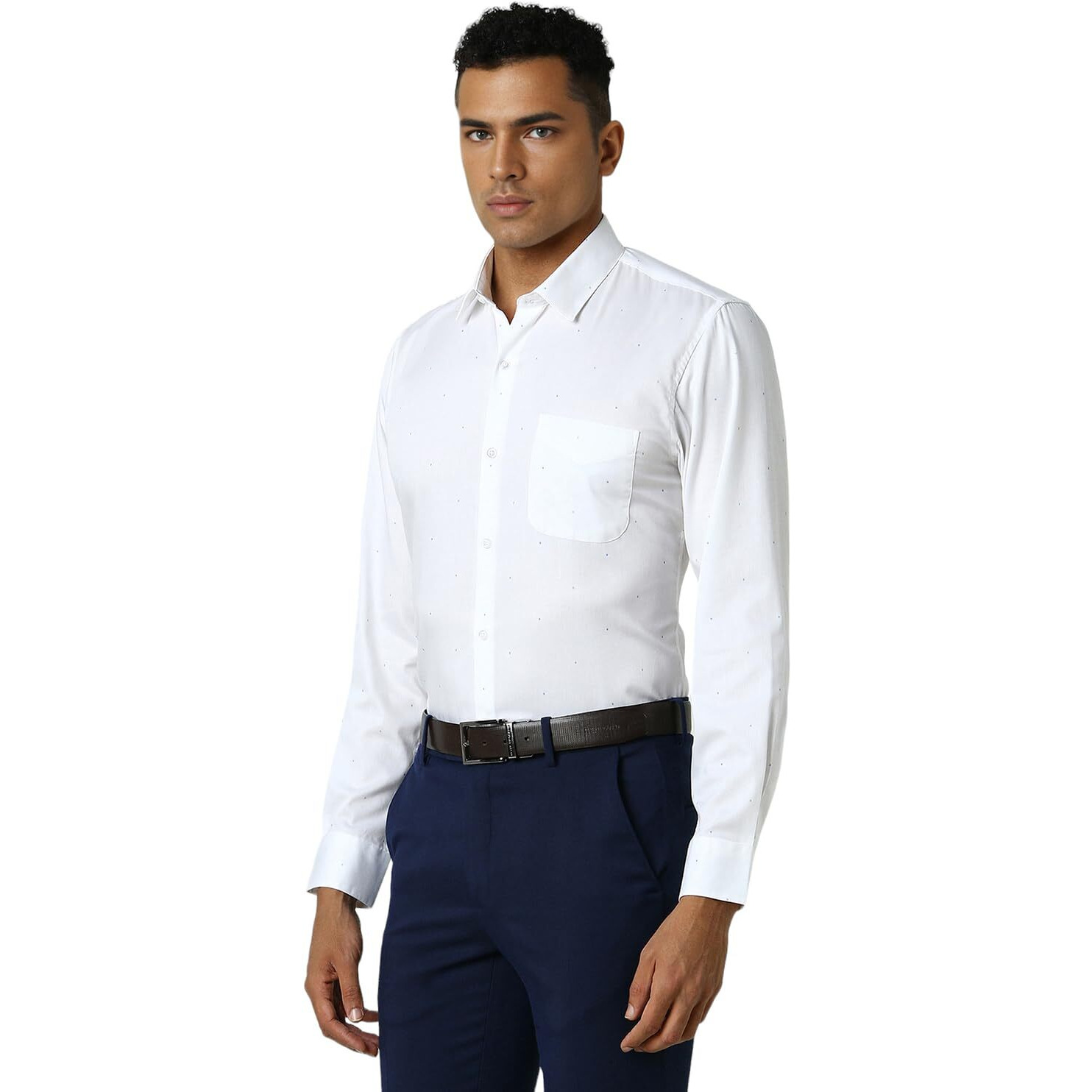 Peter England Men's Slim Fit Shirt (PESFWSLB565848_White