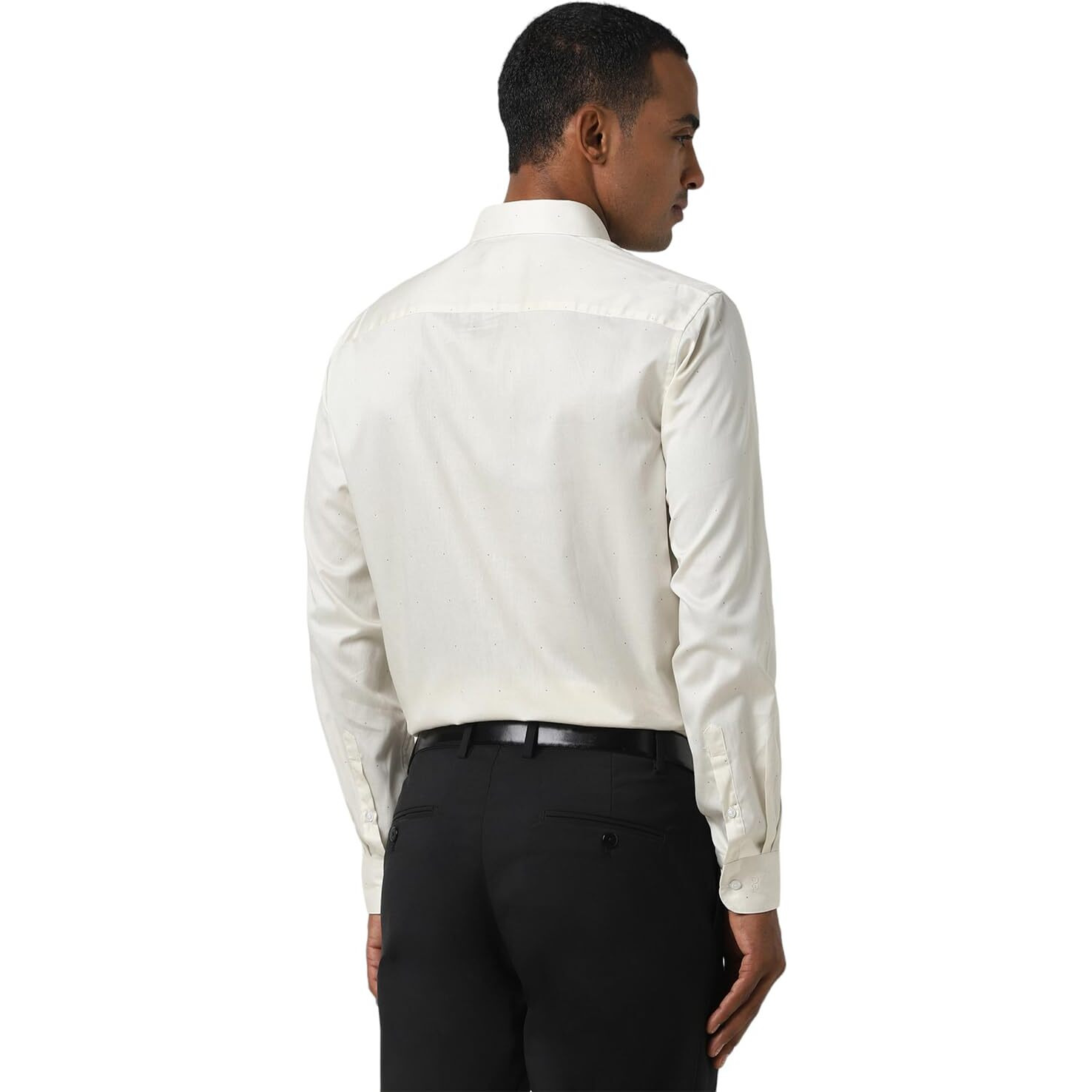 Peter England Men's Slim Fit Shirt (PESFWSLB252393_Cream
