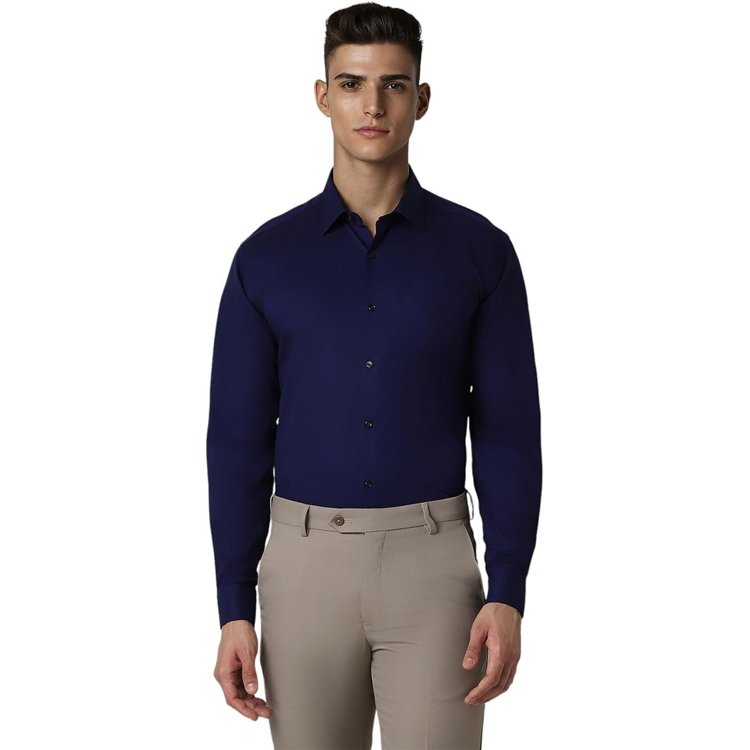 Van Heusen Men's Solid Modern Fit Shirt (VHSFCCUBB21316_Blue