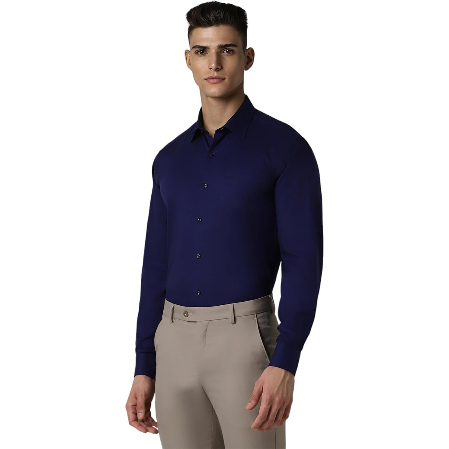 Van Heusen Men's Solid Modern Fit Shirt (VHSFCCUBB21316_Blue
