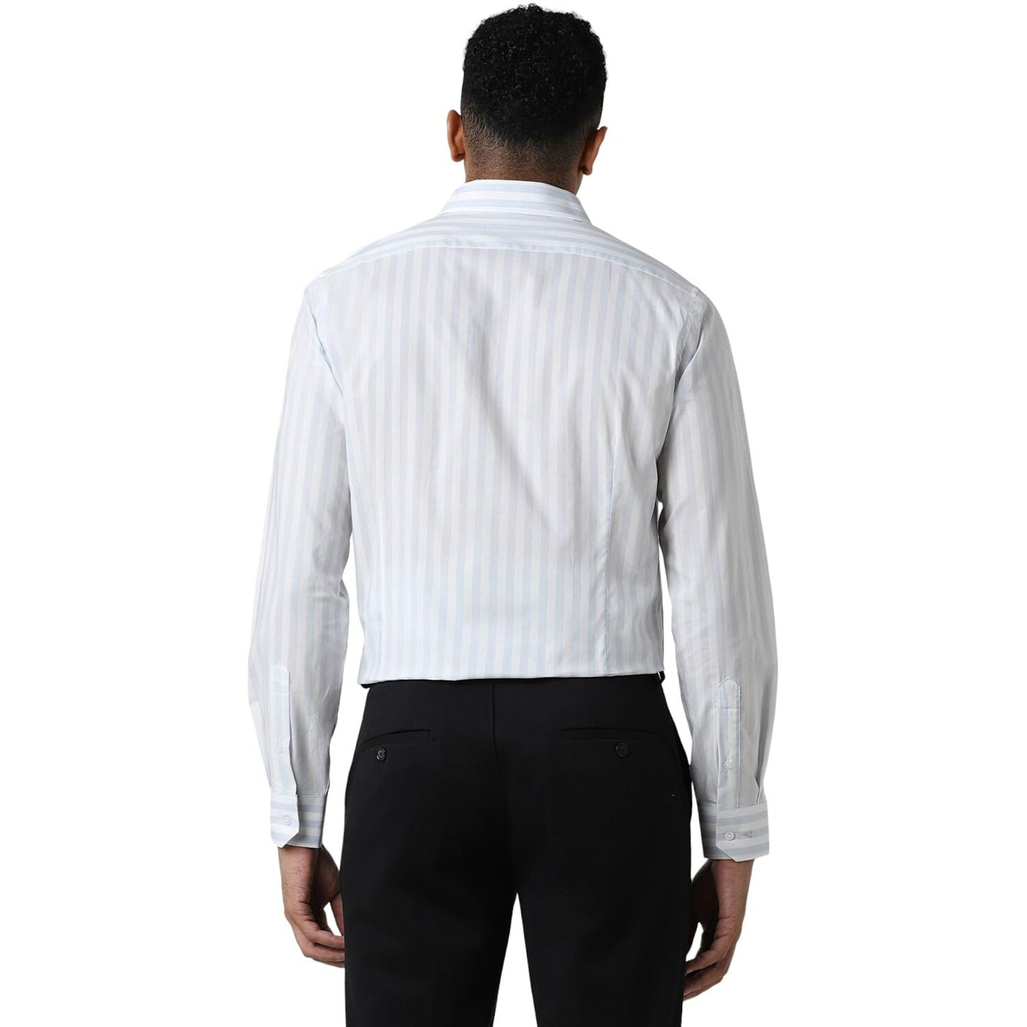 Van Heusen Men's Striped Modern Fit Shirt (VHSFBSLB273351_Light Grey