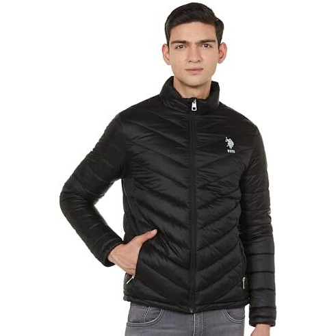 U.S. POLO ASSN. Men's High Neck Puffer Jacket (UDJCKS1462_Black