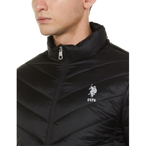 U.S. POLO ASSN. Men's High Neck Puffer Jacket (UDJCKS1462_Black