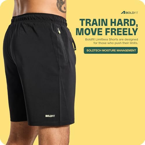 Boldfit Men's Gym Shorts (BFTBM7004TBlackL_Black_L)