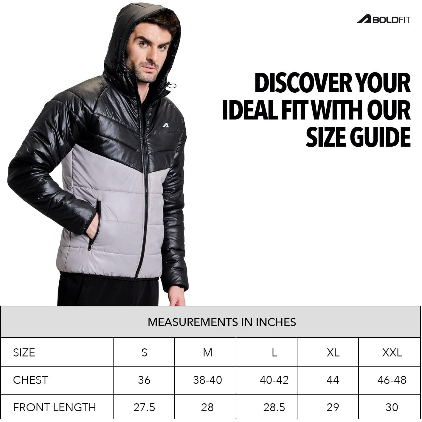 Boldfit Men's Polyester Short Length Jacket (BFTBM4002SGreyBlackL_Grey-Black_L)