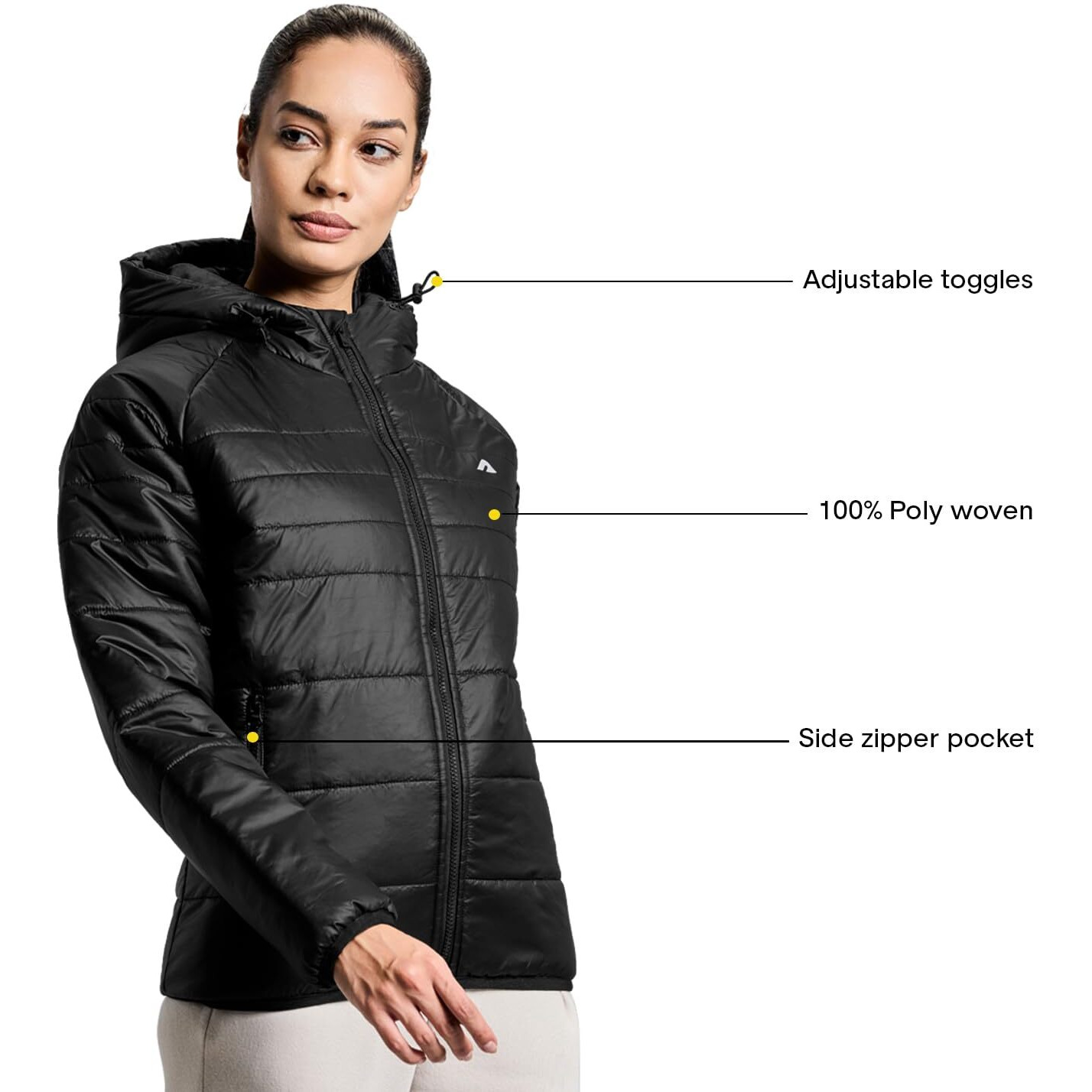 Boldfit Women's Polyester Standard Length Jacket (BFTBW4001S_Black_M)