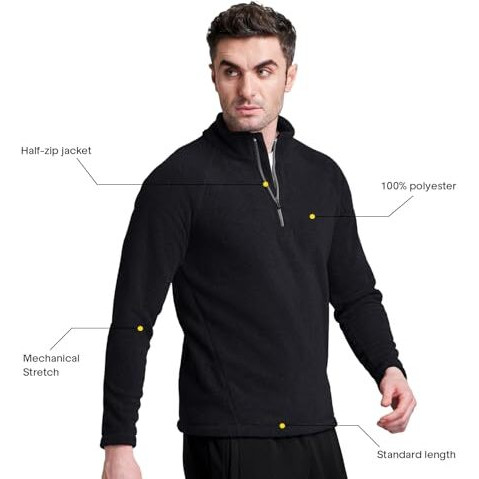 Boldfit Sweatshirt for Men Half Zipper Mens Sweatshirts Light Fleece Winter Wear for Men Thermal Pullover for Men Anti-Pilling Fleece Sweatshirts for Men Soft Feel Sweat Shirt Men - Aero Black S