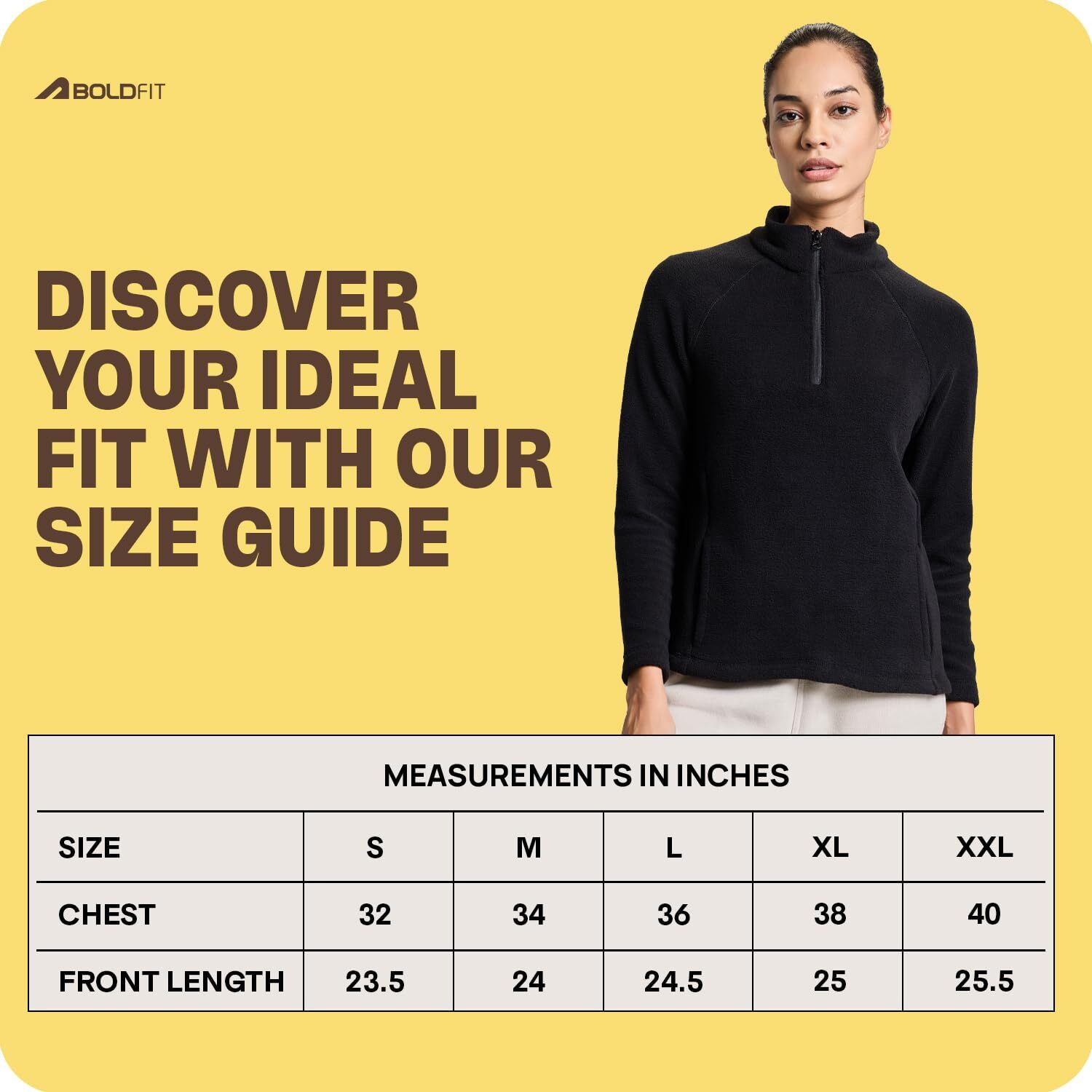 Boldfit Women s Tailored Fit Sweatshirt Half Zipper Top Winter Wear Light Fleece Sweatshirt Natural Insulation Winter Jacket Anti Pilling Pullover - Black Large