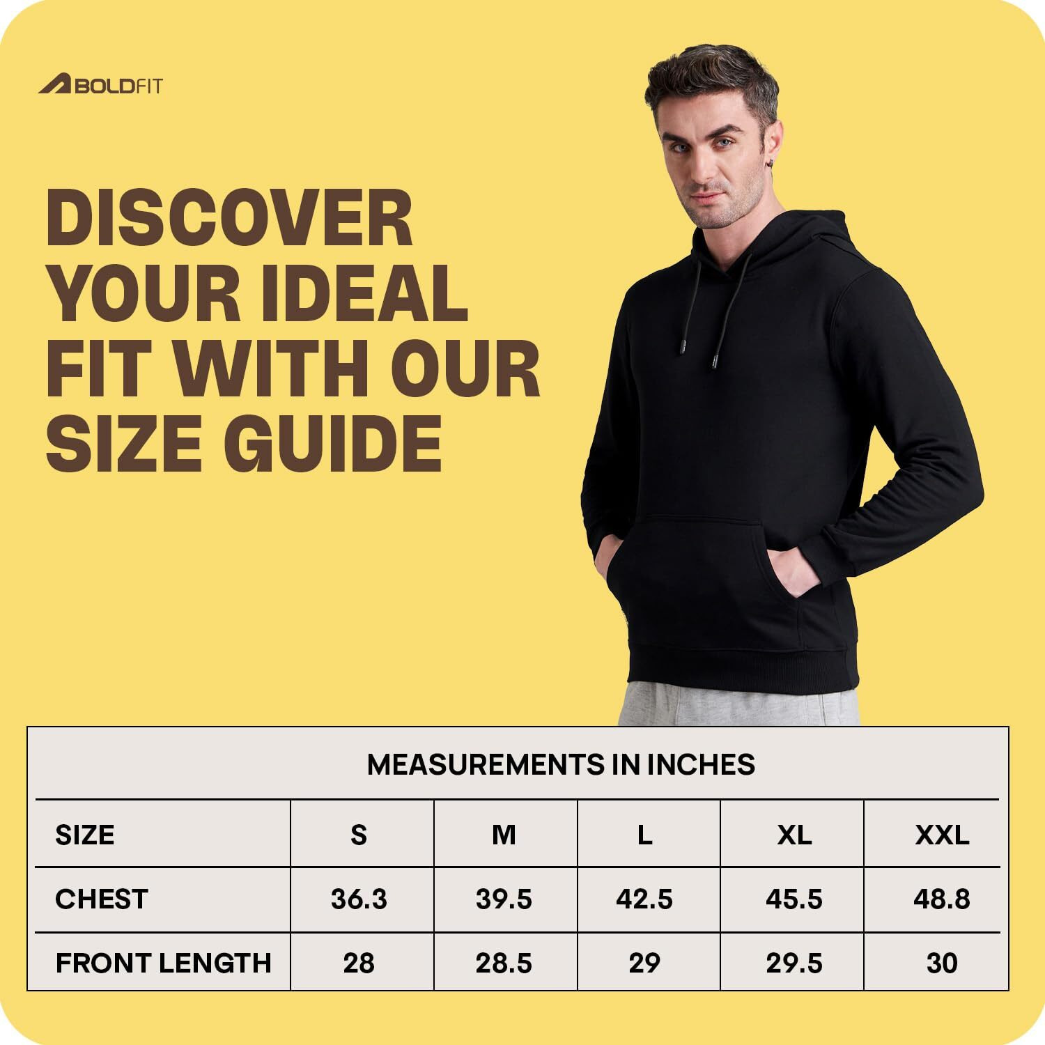Boldfit Men s Stylish Cotton Branded Tailored Fit Hoodies Sweatshirt for Running, Gym Warm Travel Hoodies Pullover Hoodies for Men & Boys Terry - Black Large