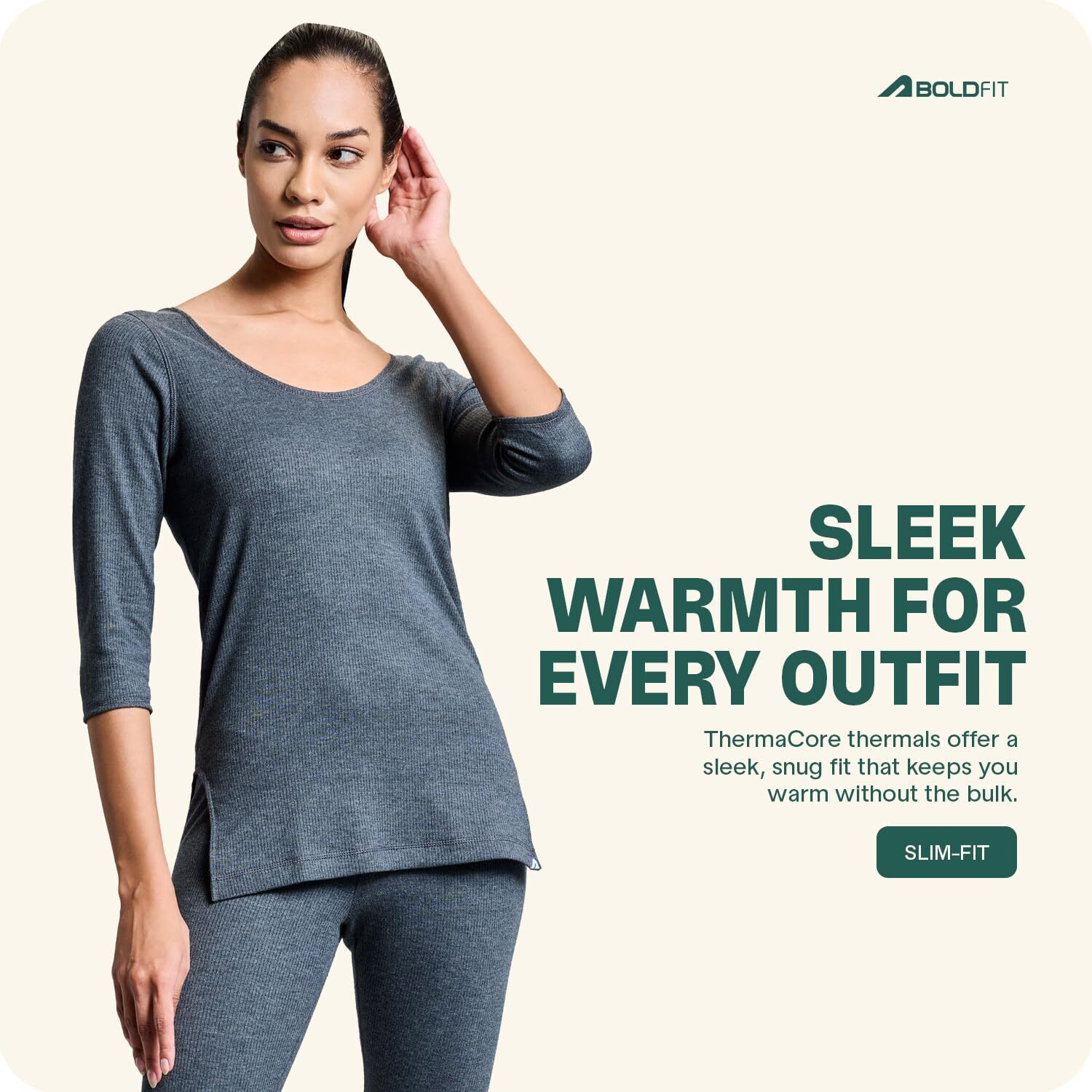 Boldfit Thermal Wear for Women Set Top & Bottom Winter Wear for Women for Women Set Natural Insulation Body Warmer for Women Cotton-Viscose Thermals for Women Lower Leggings Winter Wear Inner Set - XL