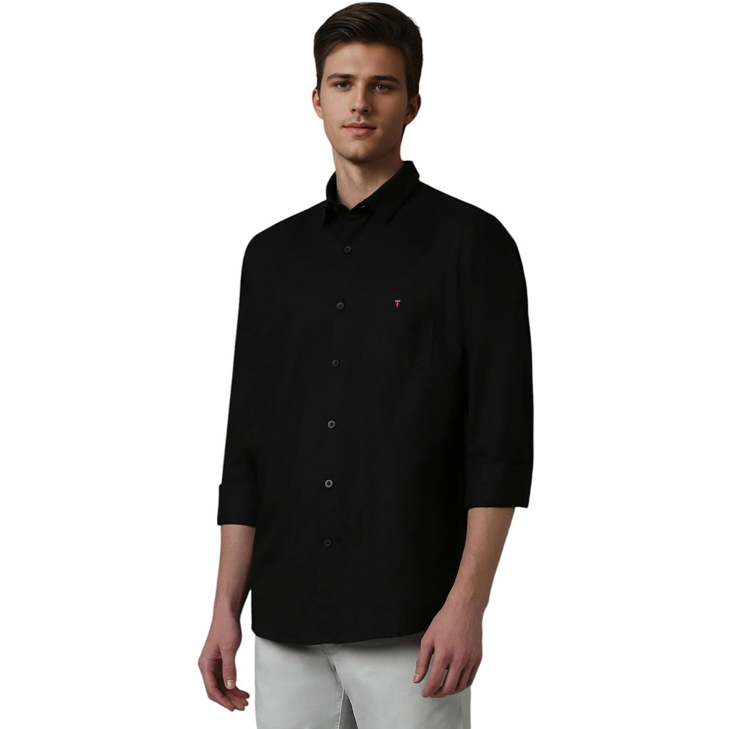 Louis Philippe Men's Slim Fit Shirt (LYSFCSLPI07237_Black