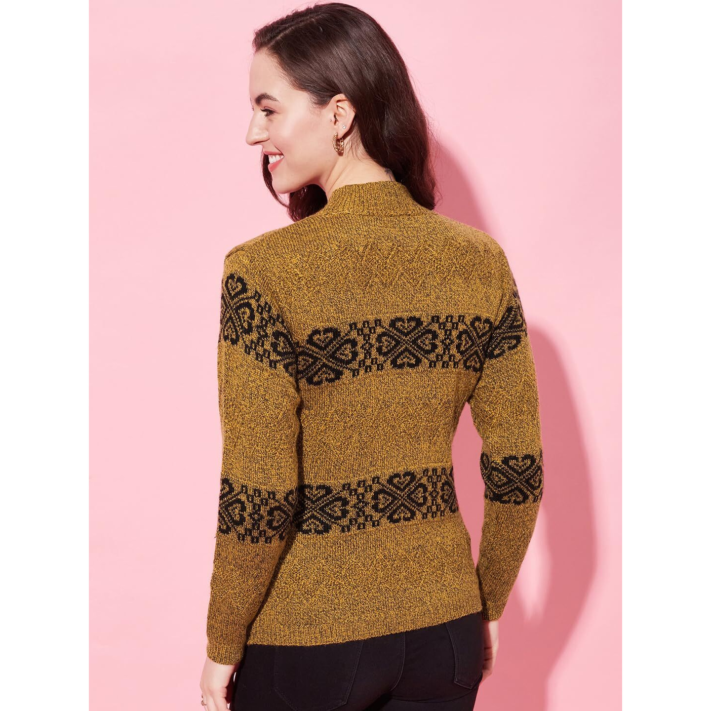 Modeve Women Striped Sweater for Winter||Winterwear|| Tan