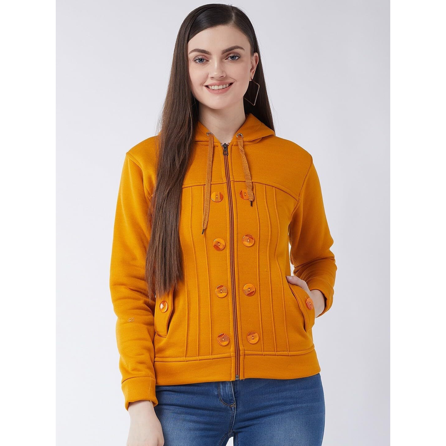 PIVL Casual Solid Full Sleeves Stylish Women Fleece Jacket with zip for winter II Zipper Hoodie II Hooded Neck II Winter Wear II