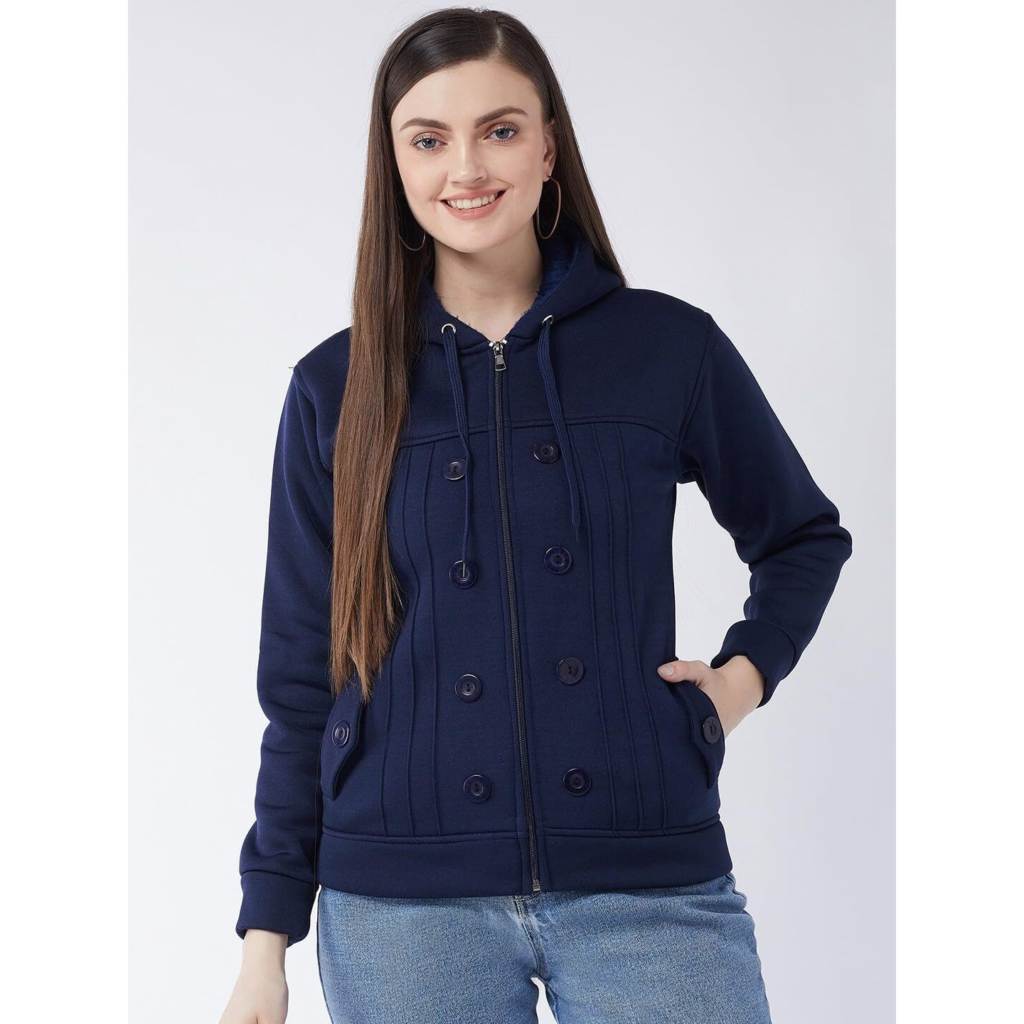 PIVL Casual Solid Full Sleeves Stylish Women Fleece Jacket with zip for winter II Zipper Hoodie II Hooded Neck II Winter Wear II