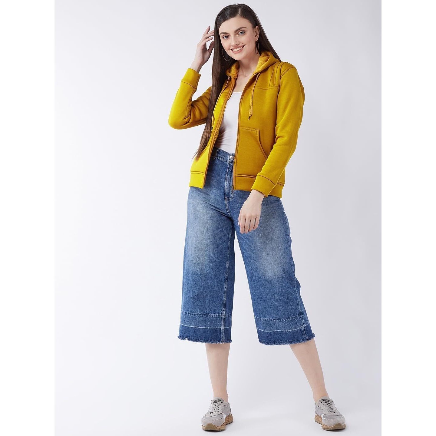 PIVL Women Solid Hooded Jacket For Winter