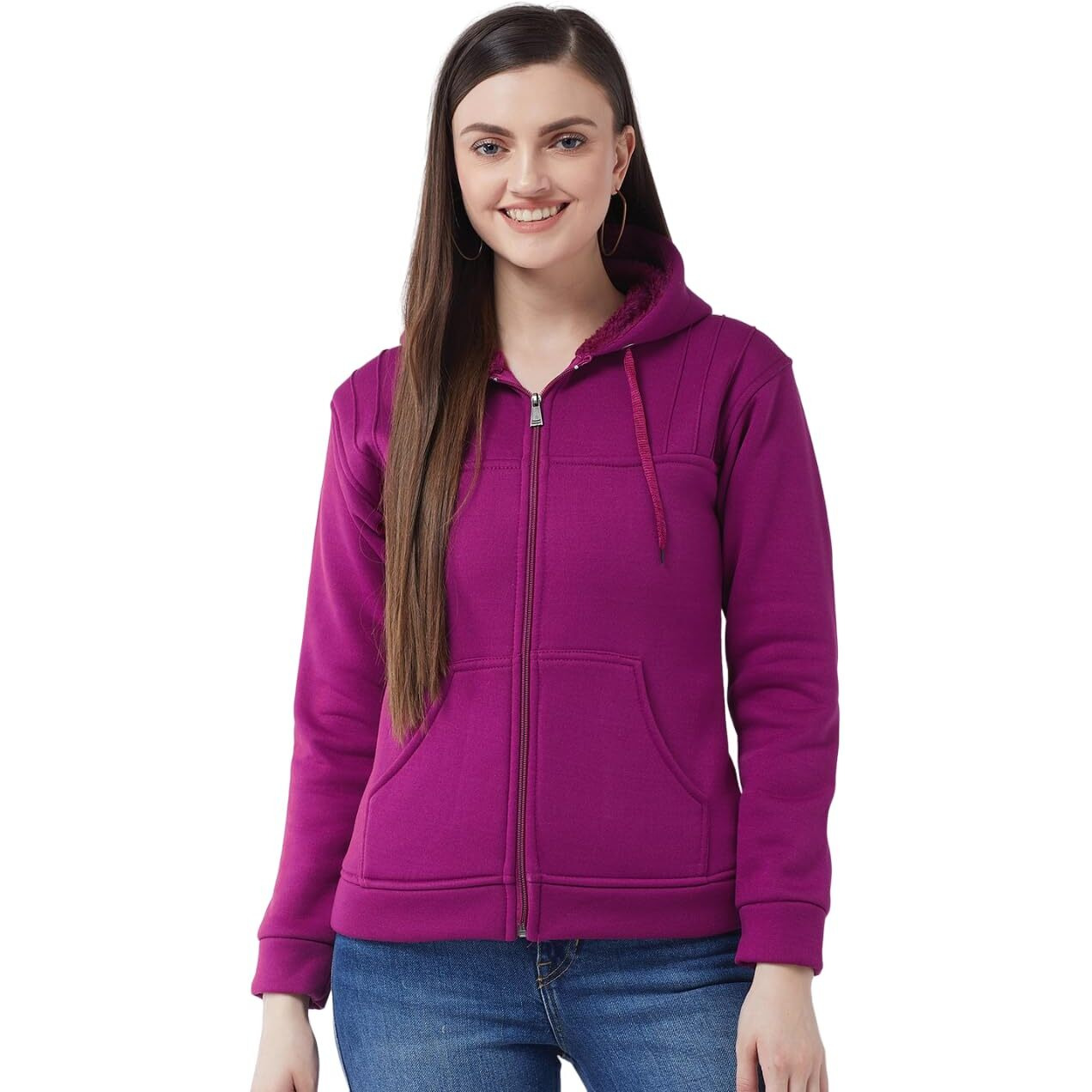 PIVL Women Solid Hooded Jacket For Winter