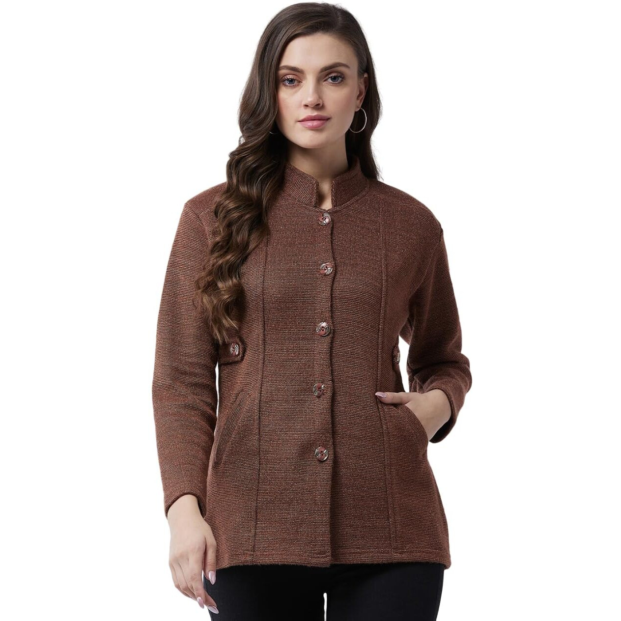 PIVL Women's Long Acrylic Blend Sweater for Winter_Coffee_L||Winterwear||