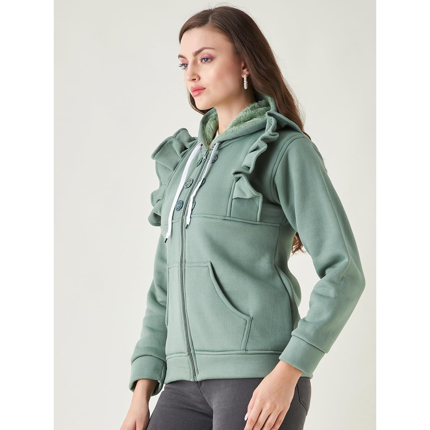 PIVL Women Solid Hooded Casual Jacket For Winter