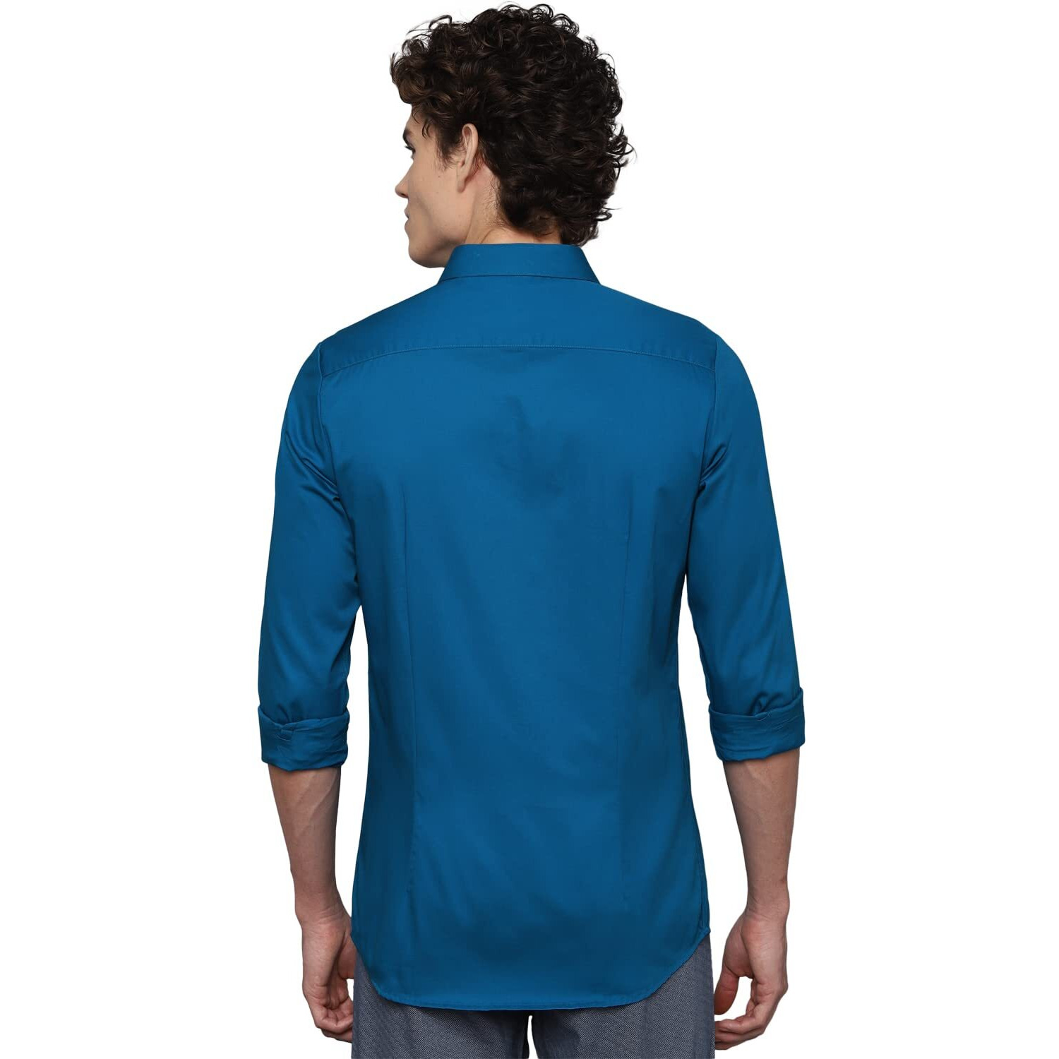 Allen Solly Men's Solid Regular Fit Shirt (ASSFQMOP403092_Blue 40)
