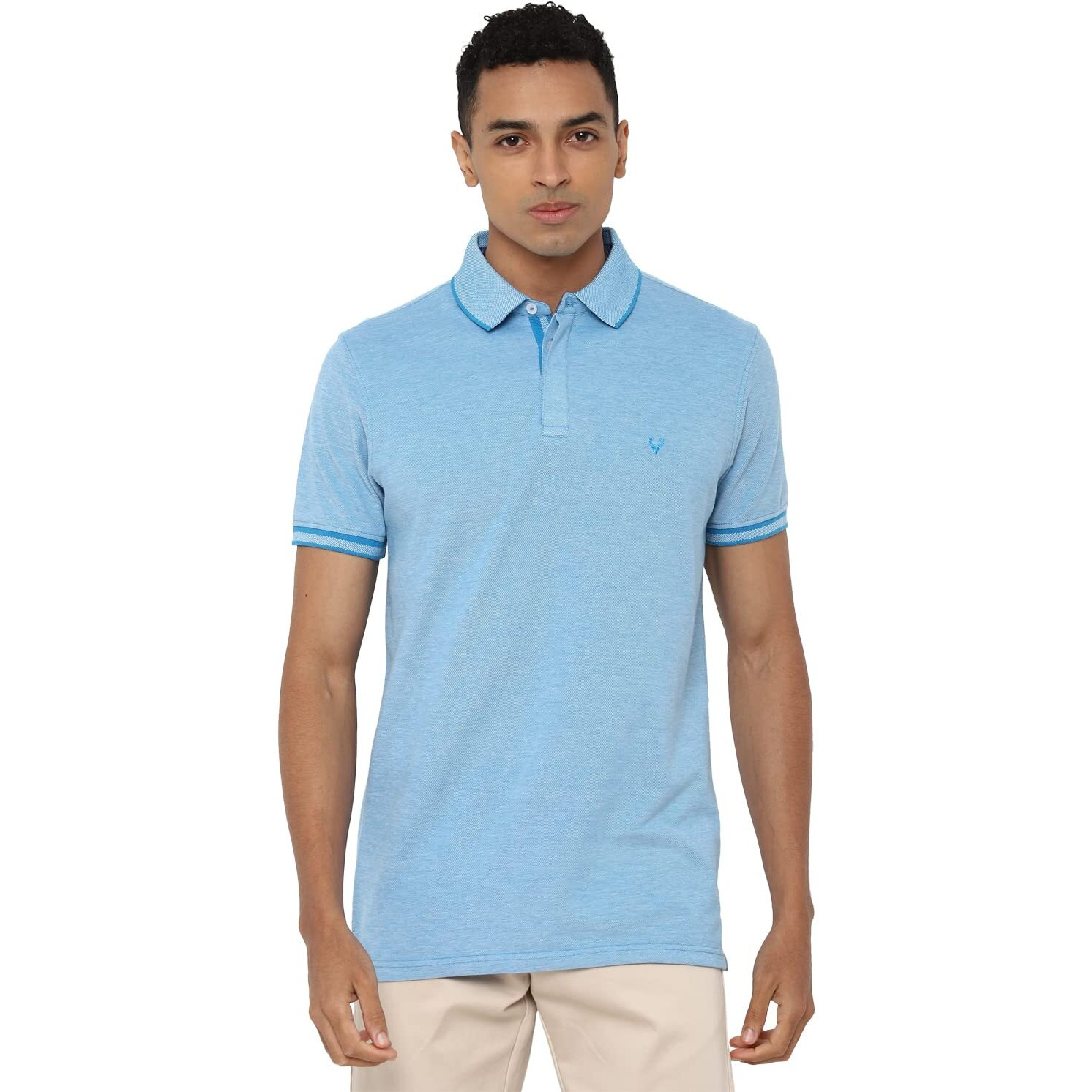 Allen Solly Men's Regular Fit Polo (ASKPQRGF701338_Medium Blue_XXL)