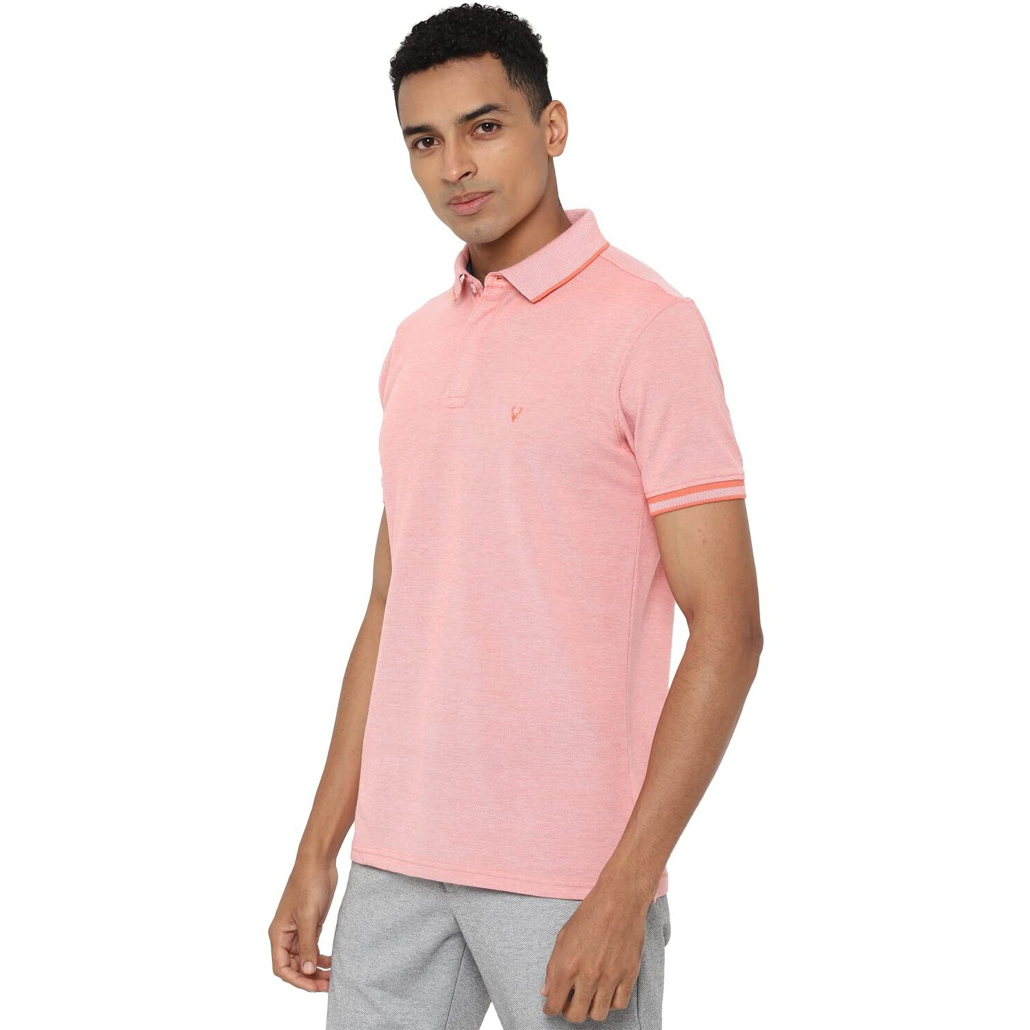 Allen Solly Men Regular Fit Polo (Askpqrgfy00914-L_Peach_L)