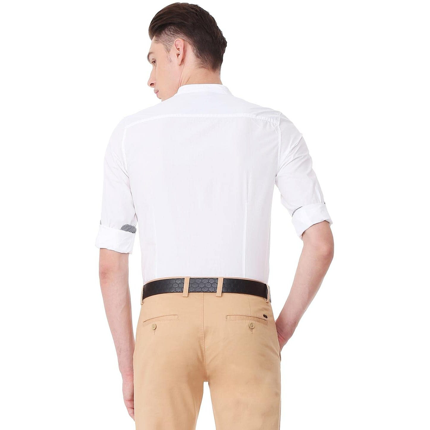 Allen Solly Men's Geometric Slim Fit Shirt (ASSFWMOFI31587_White 40)