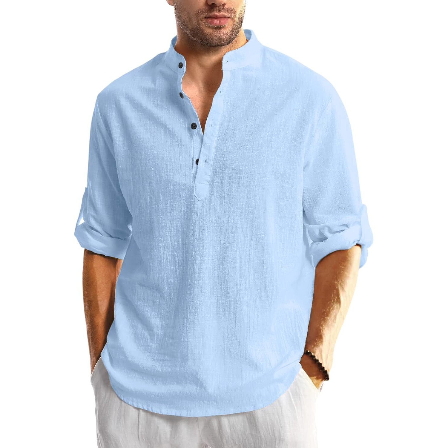 Bellstone Men's Solid Regular Fit Shirt (KURTA1600_Sky Blue_2XL