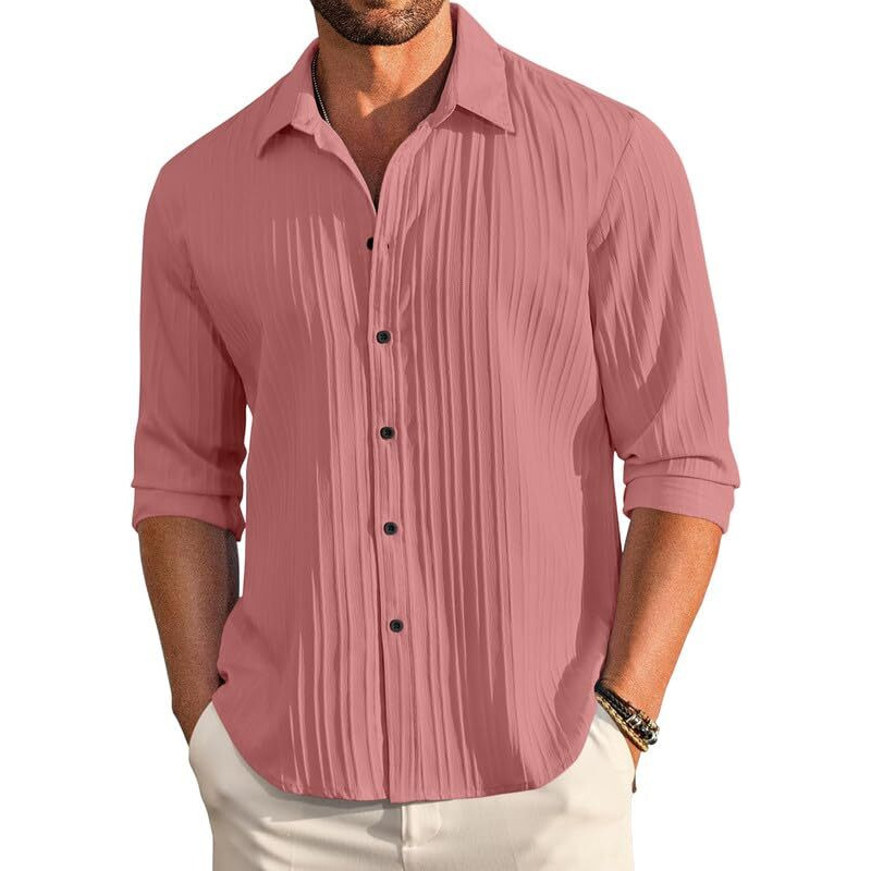 FINIVO FASHION Textured Shirts for Men || Casual Shirt for Men || Shirt for Men|| Men Stylish Shirt || Men Fancy Shirt || Men Full Sleeve Shirt || Plain Shirts for Men Peach
