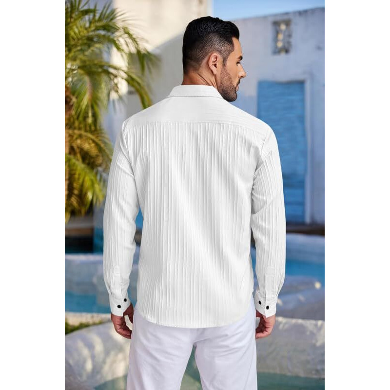 FINIVO FASHION Textured Shirts for Men || Casual Shirt for Men || Shirt for Men|| Men Stylish Shirt || Men Fancy Shirt || Men Full Sleeve Shirt || Plain Shirts for Men White