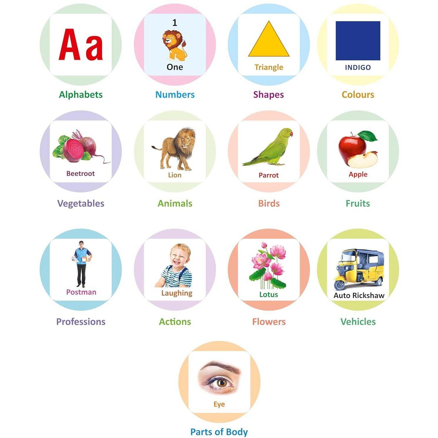 Gurukanth Premium All in One Flash Cards Book for Kids Toys for 1-6 Years Old Boy and Girls (Laminated Non-Tearable Board flashcards - Water Proof) | abcd Early Learning Educational Montessori Toy for 1 2 3 4 5 6 + Year Old Baby | Return gifts for birthday party for kids