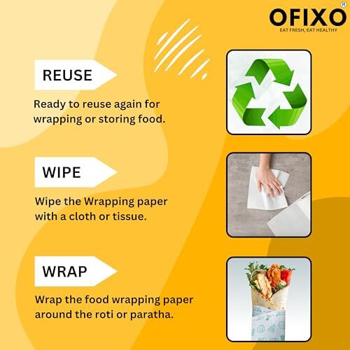 OFIXO 50 Meters Food Wrapping Paper Roll - Premium Non-Stick Butter Wrapping Paper. Food Wrapping Paper, Re-heatable Non Stick Paper, Parchment Paper