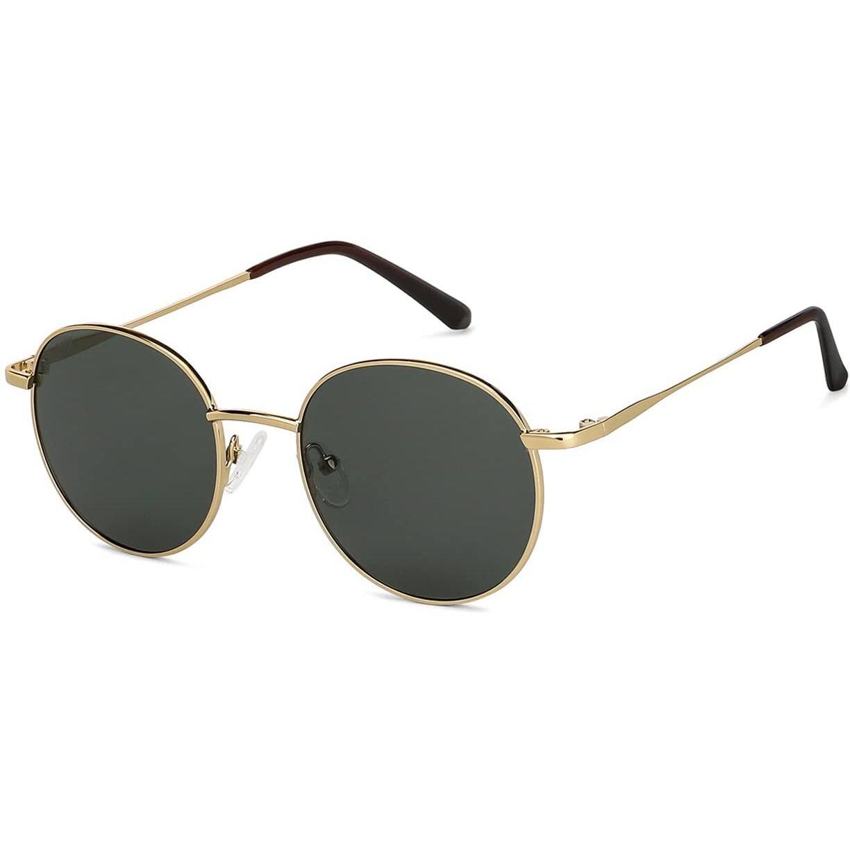 VINCENT CHASE EYEWEAR By Lenskart | Full Rim Round | Polarized and 100% UV Protected Sunglasses | Men & Women | Medium | VC S13112 (Color-Frame Gold/Lens Green)-Pack of 1