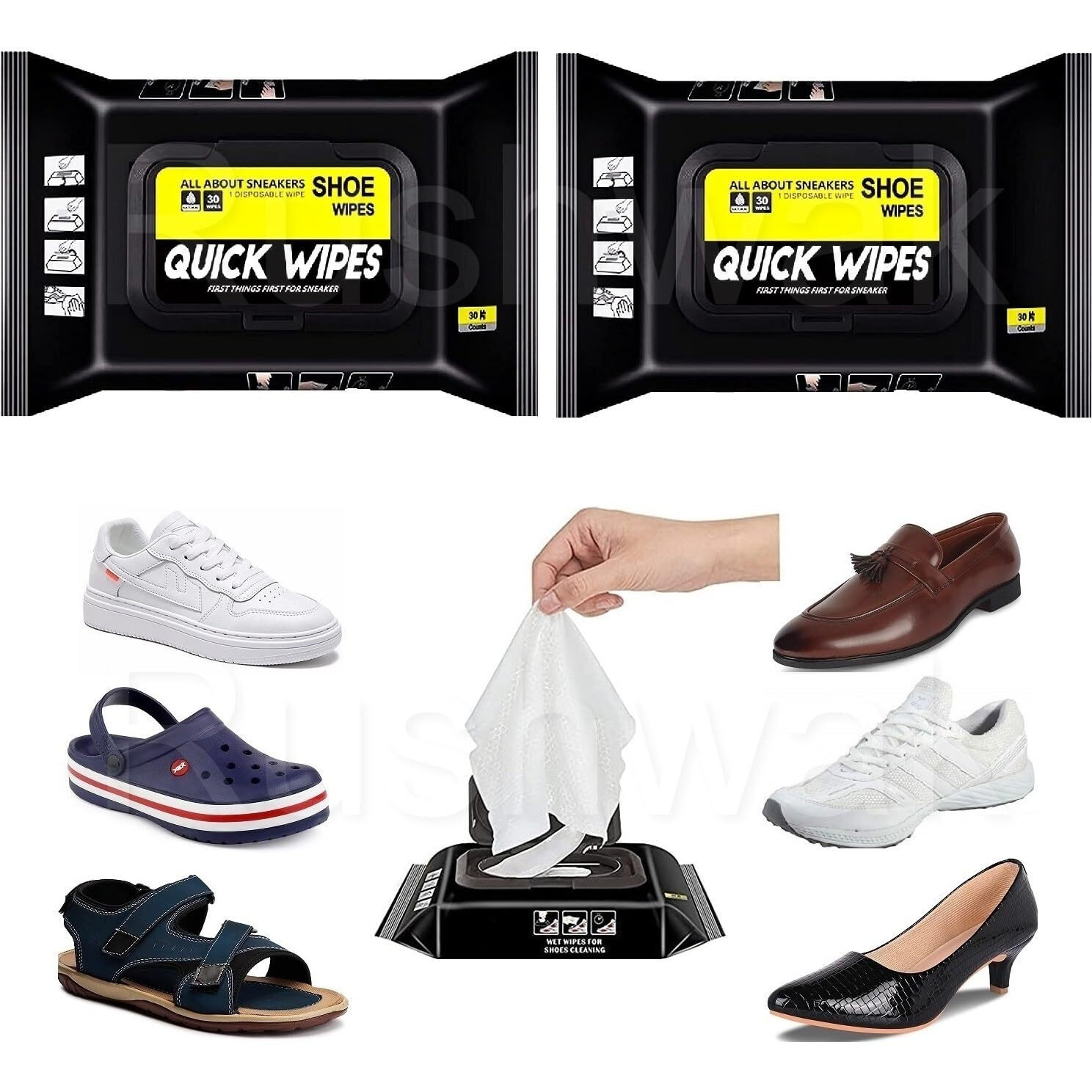 Rushwak Shoe Wipes (80 + 80 Wipes) Sneaker Wipes Instant Sneaker Cleaner Shoe Cleaning Wipes Sneaker Wipes for Shoes Quick Remove Dirt Stain Shoe Cleaner Wipes Shoe Wipes for Sneakers Cleaning Kit