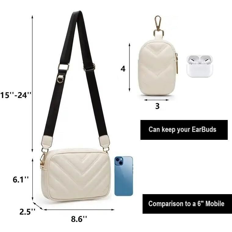 ADISA Women's Girls Cross Body Sling Bag with Pouch (SL5127_Off White)