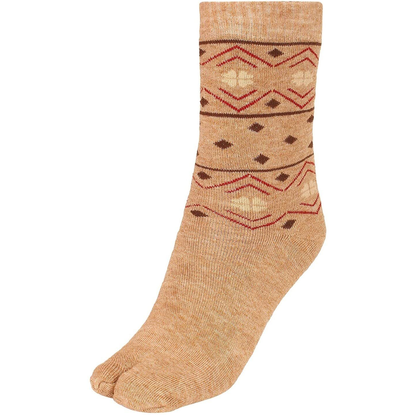 CREATURE Warm Woolen Calf Length Thumb Socks For Women Winter Wear (Light brown, Large)- Set of 3 Pairs