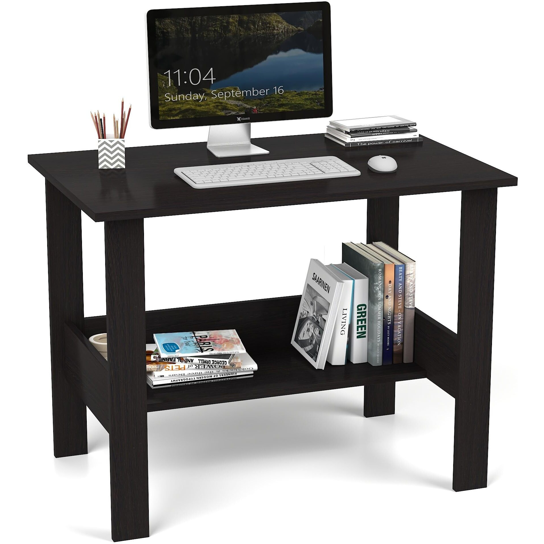 Callas Computer Desk Home/Office Desk | Writing Study Desk | Laptop Table | Modern Simple Desk | Small Desks for Small Spaces | Sturdy Desk for Home, Office, Bedroom, Living Room (ST-09-Black)