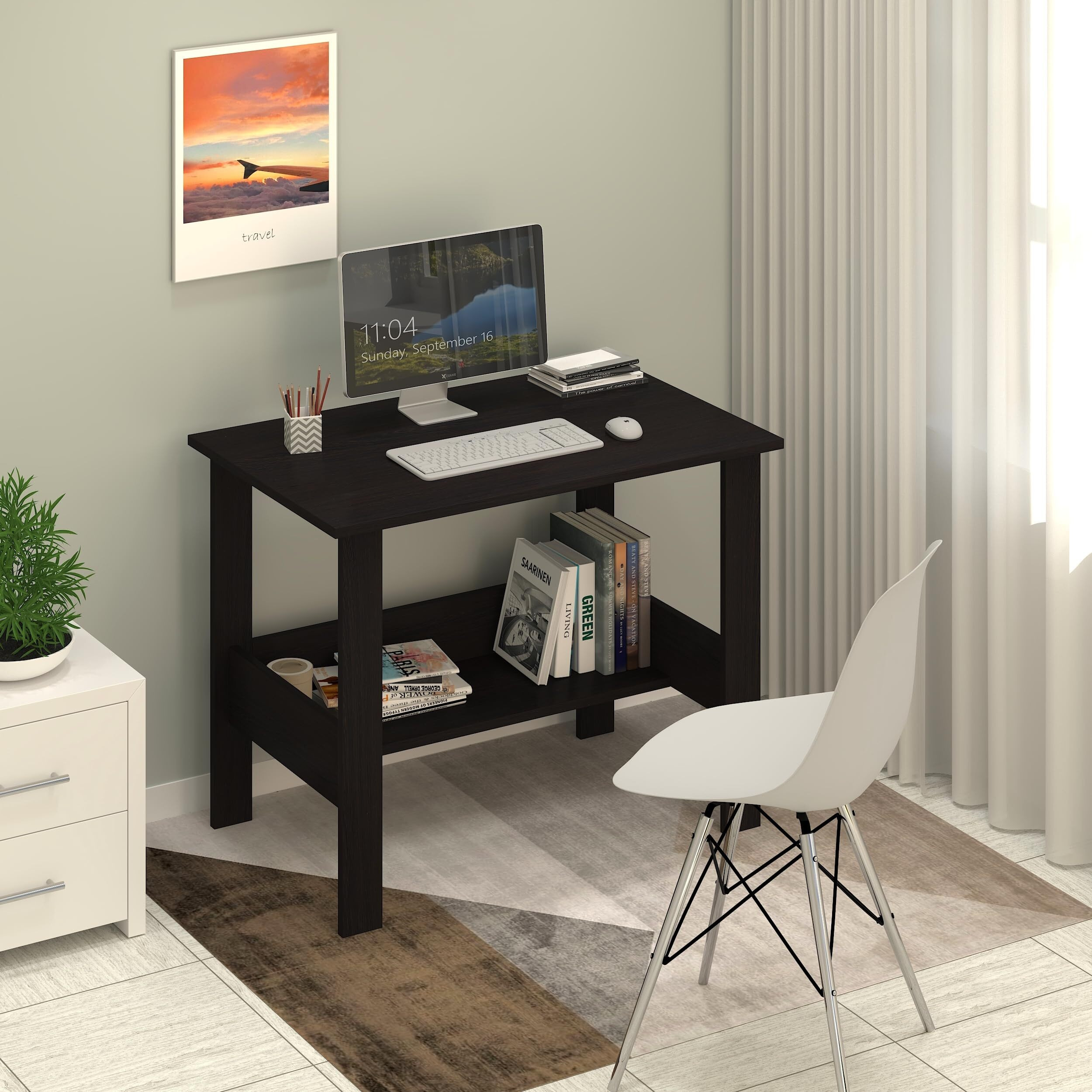 Callas Computer Desk Home/Office Desk | Writing Study Desk | Laptop Table | Modern Simple Desk | Small Desks for Small Spaces | Sturdy Desk for Home, Office, Bedroom, Living Room (ST-09-Black)