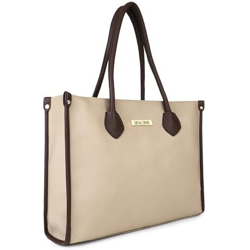 LEGAL BRIBE Womens Textured Shoulder Tote Bag (Beige)
