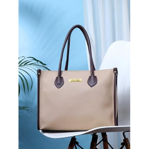 LEGAL BRIBE Womens Textured Shoulder Tote Bag (Beige)