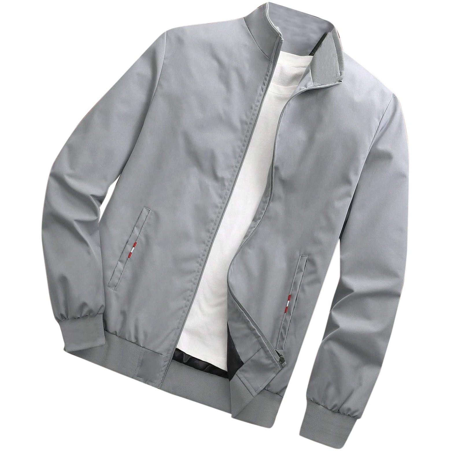TAGAS Polyester Men's Bomber Standard Length Jacket (Mj-9015-Grey-M_Grey