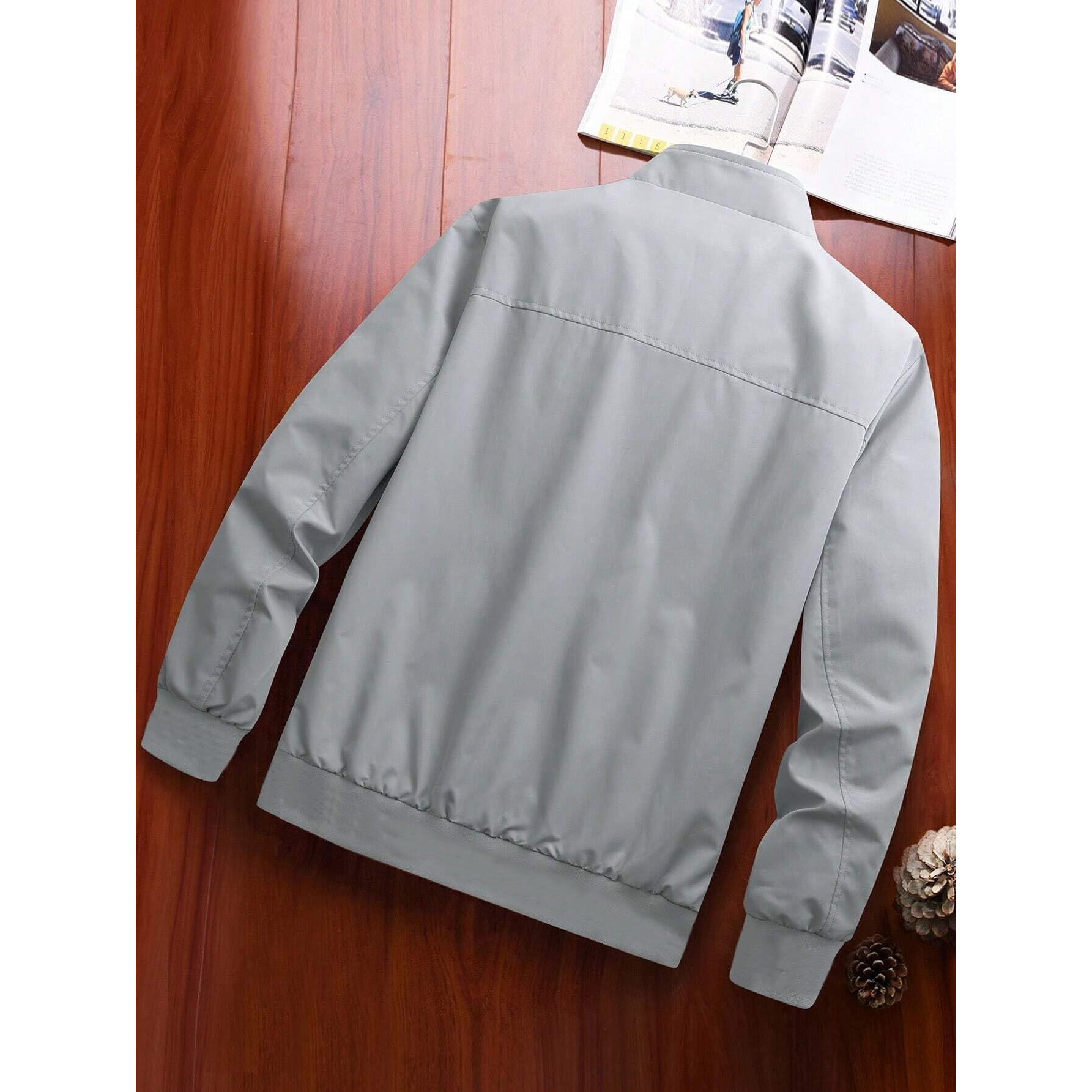 TAGAS Polyester Men's Bomber Standard Length Jacket (Mj-9015-Grey-M_Grey