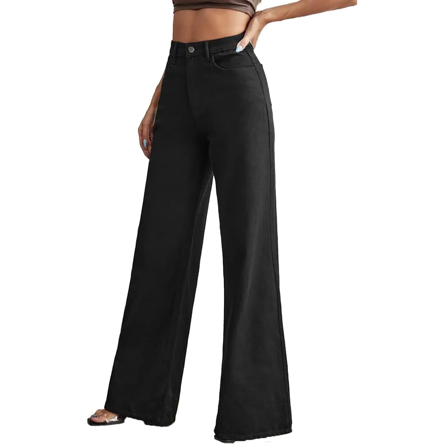 KOTTY Womens High Rise Cotton Lycra Regular Fit Solid Jeans Jade Black