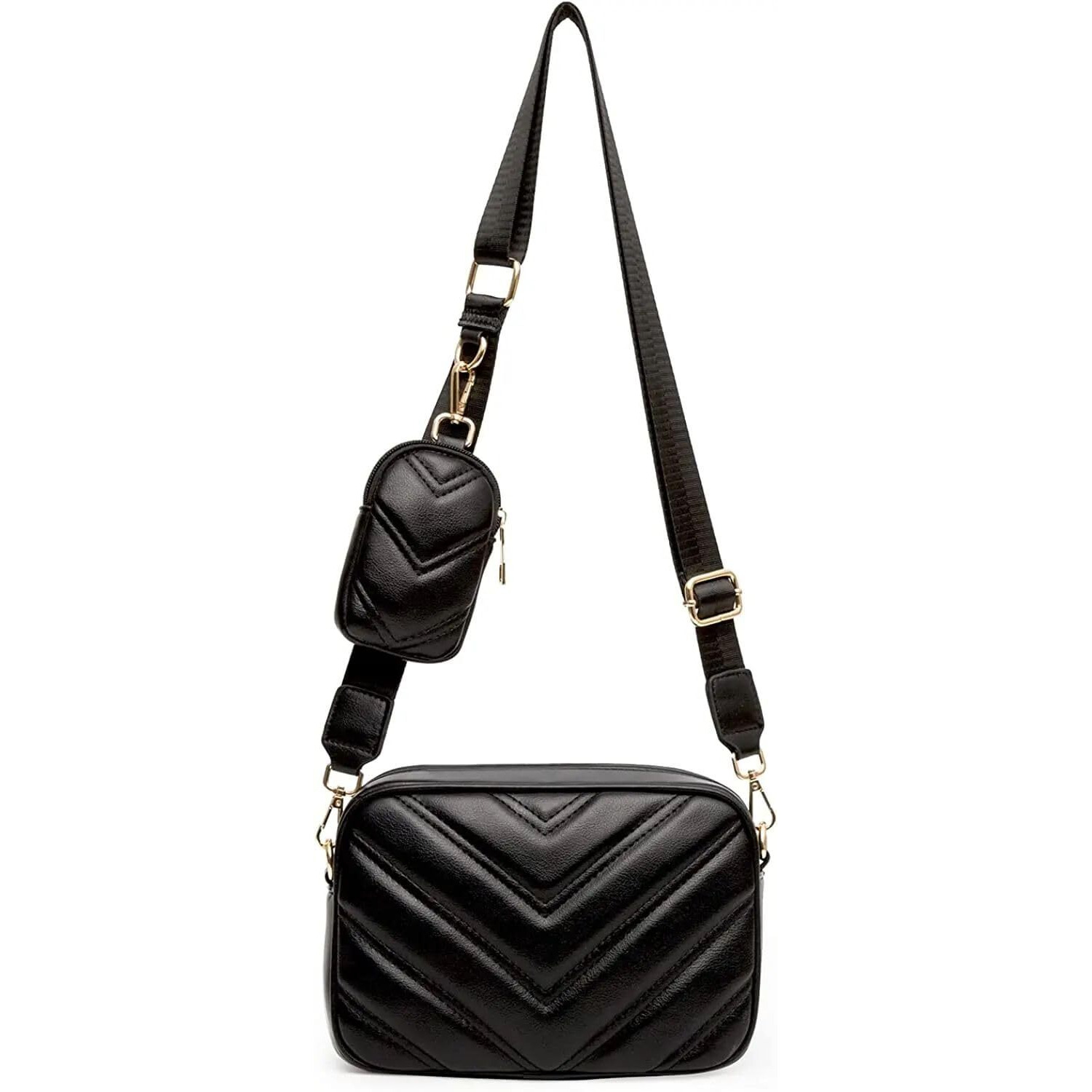 ADISA Women's Girls Cross Body Sling Bag with Pouch (SL5127_Black)