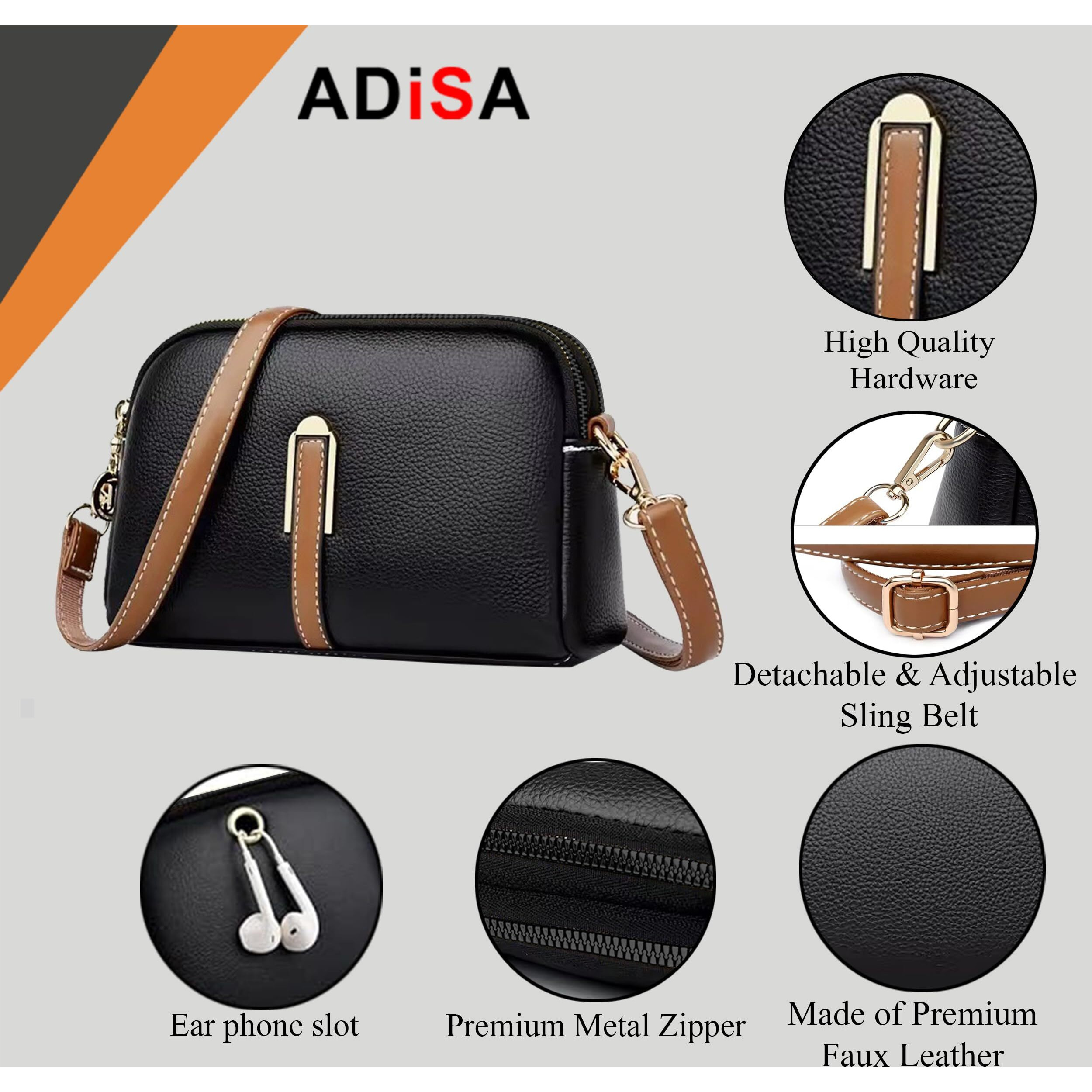 ADISA Women's Girls Grains Cross Body Sling Bag (SL5141-BLA)